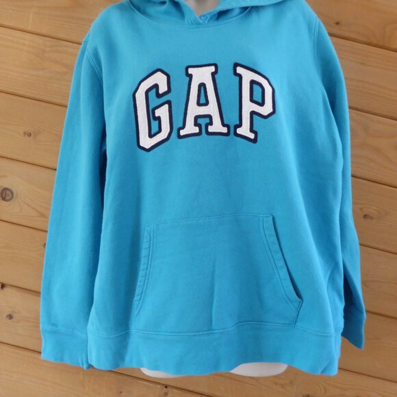 GAP LOGO Hoodie Sweatshirt Light Pastel Blue Cotton Blend Size XL - Picture 3 of 9